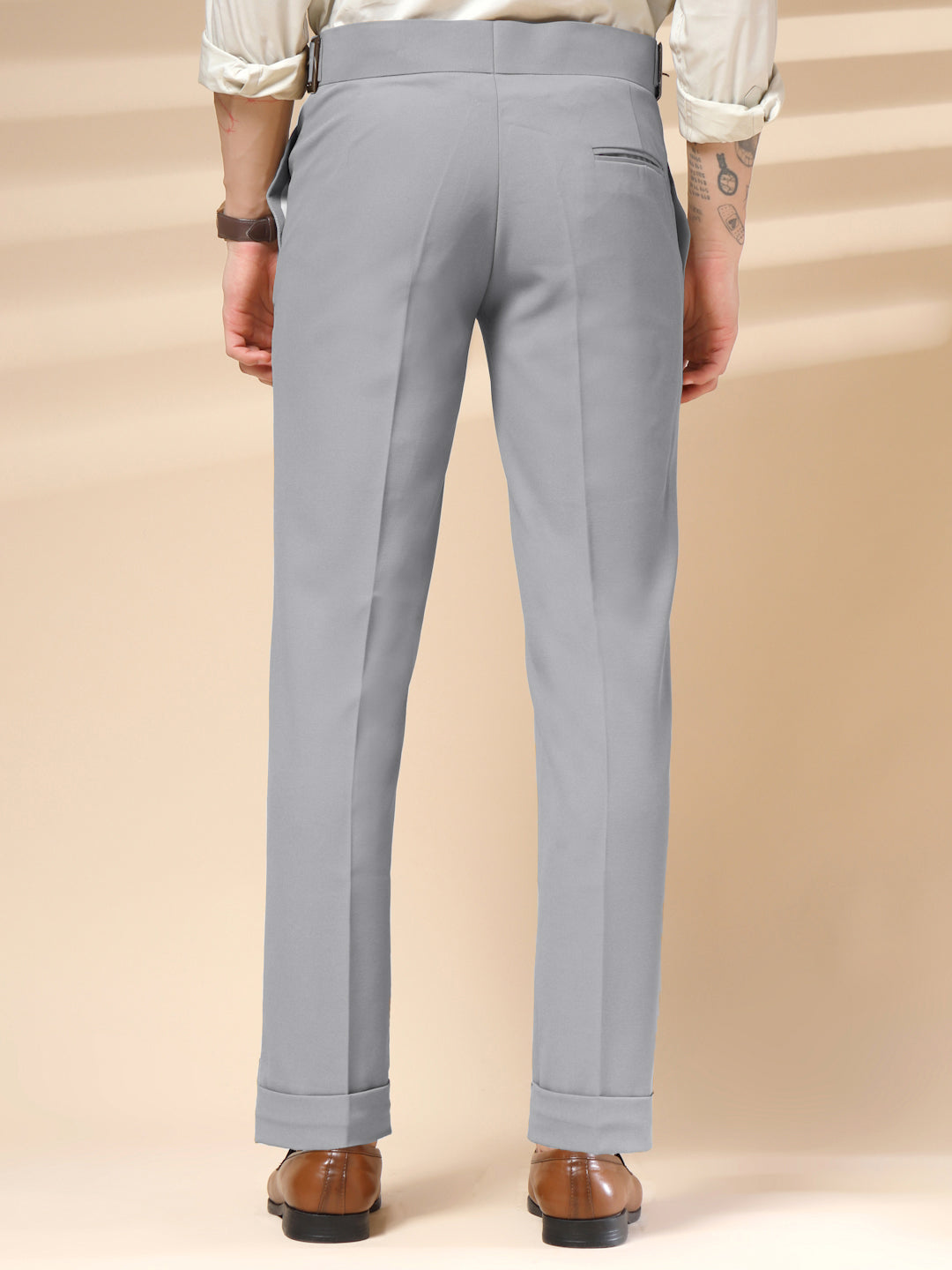 Ash Grey Classic Buckle Gurkha Pants by Italian Vega®