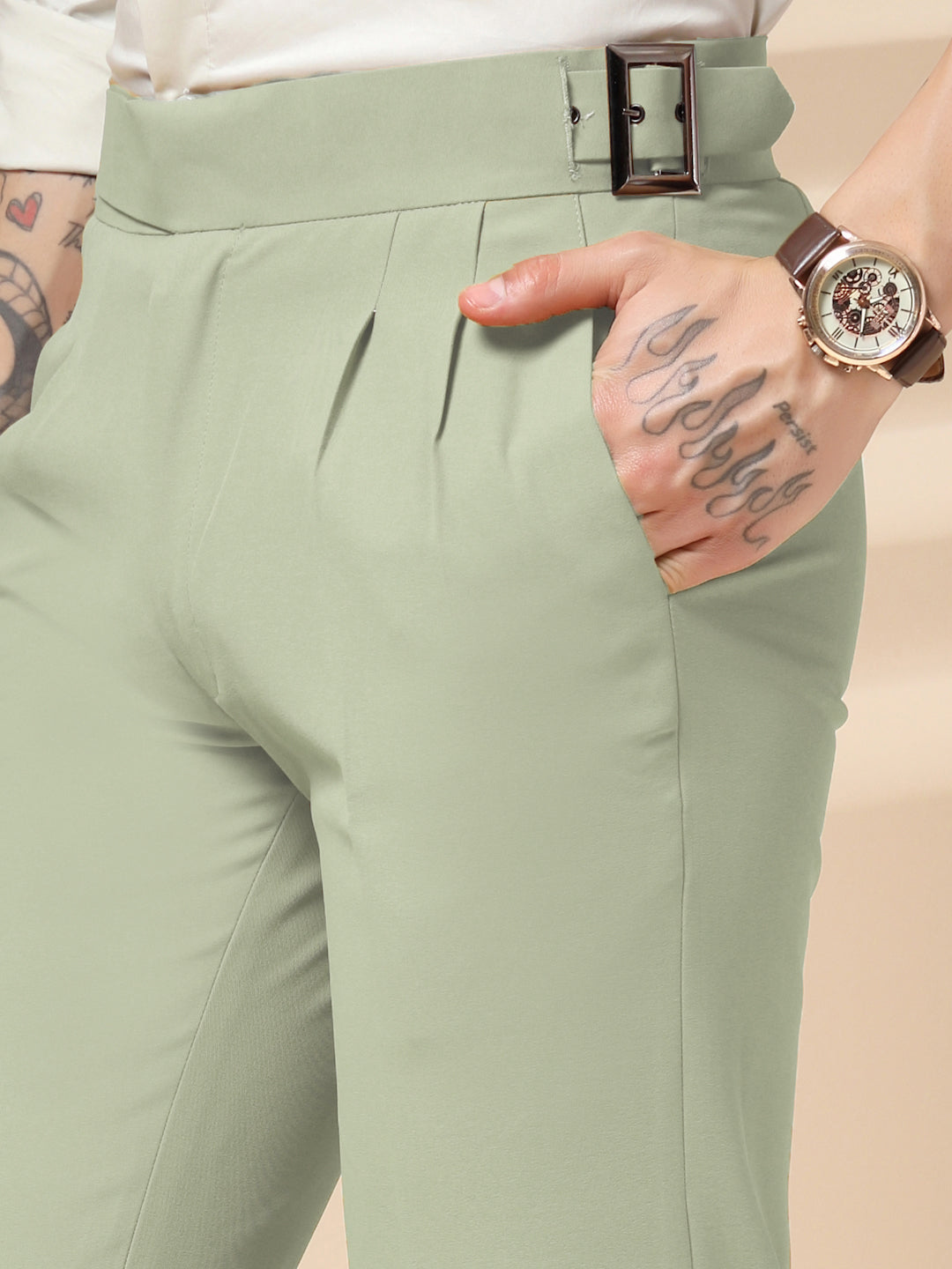 Lime Classic Buckle Gurkha Pants by Italian Vega®