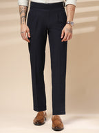 Navy Blue Classic Buckle Formal Gurkha Pants by ITALIAN VEGA®