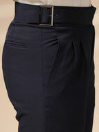 Navy Blue Classic Buckle Formal Gurkha Pants by ITALIAN VEGA®