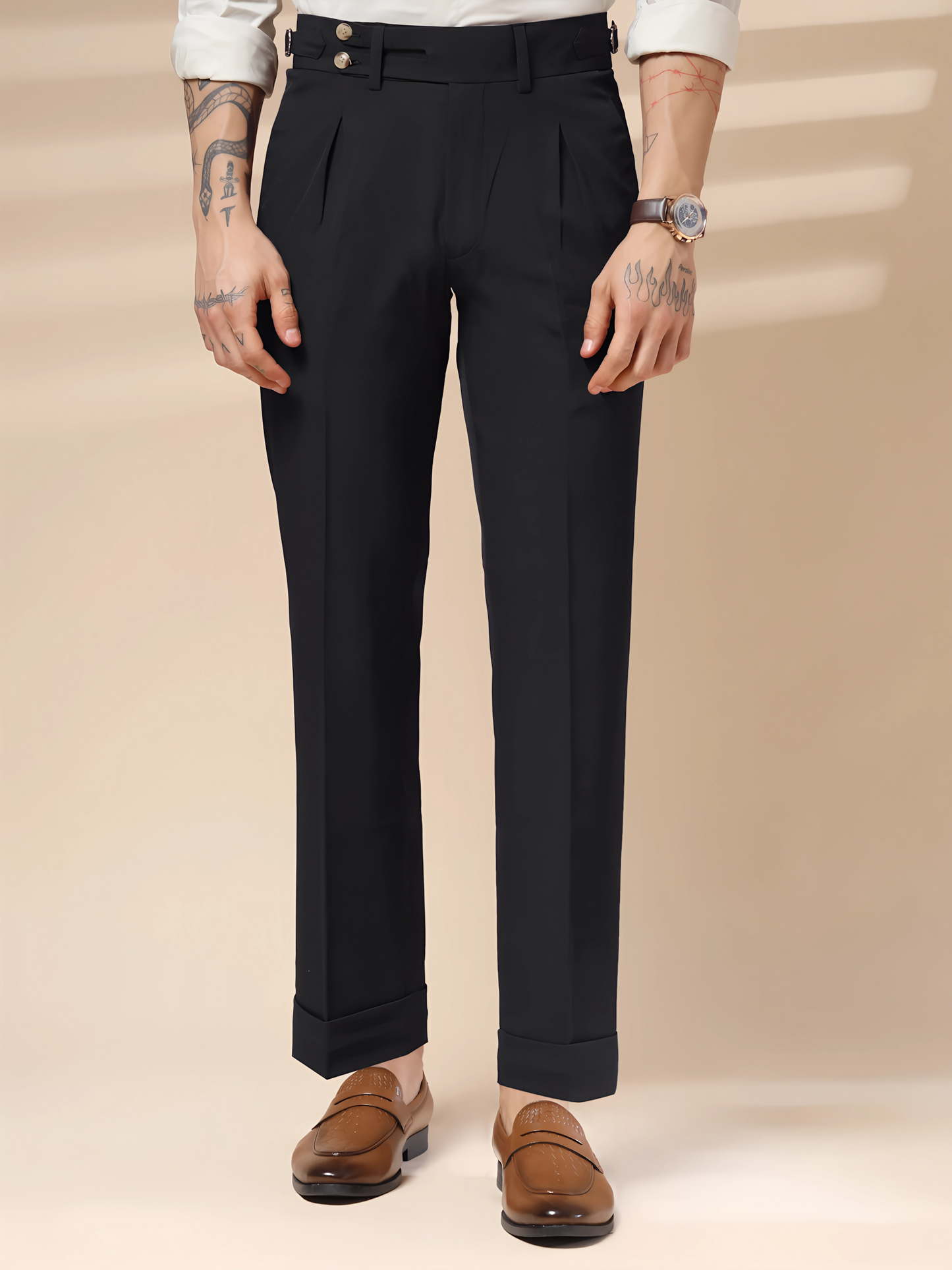 Black Double Buttoned GURKHA PANTS by ITALIANVEGA®