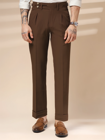 Brown Double Buttoned GURKHA PANTS by ITALIANVEGA®