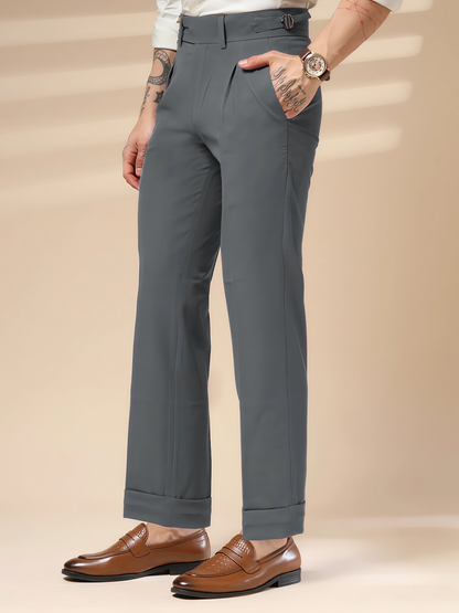 Stone Grey Double Buttoned GURKHA PANTS by ITALIANVEGA®