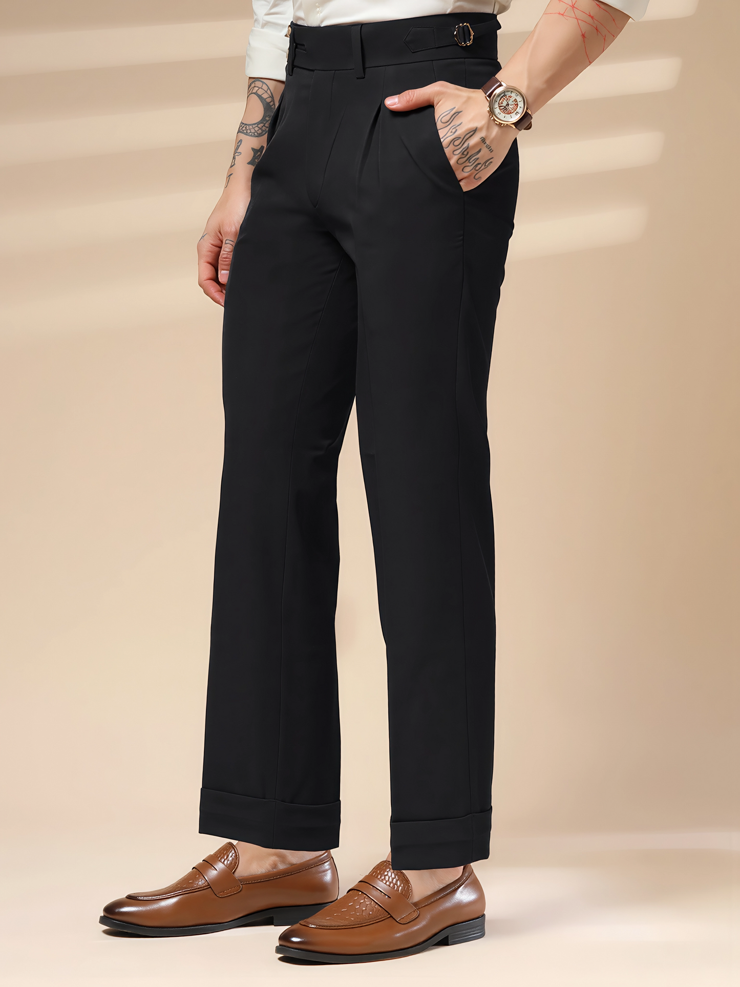 Black Double Buttoned GURKHA PANTS by ITALIANVEGA®