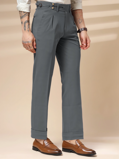 Stone Grey Double Buttoned GURKHA PANTS by ITALIANVEGA®