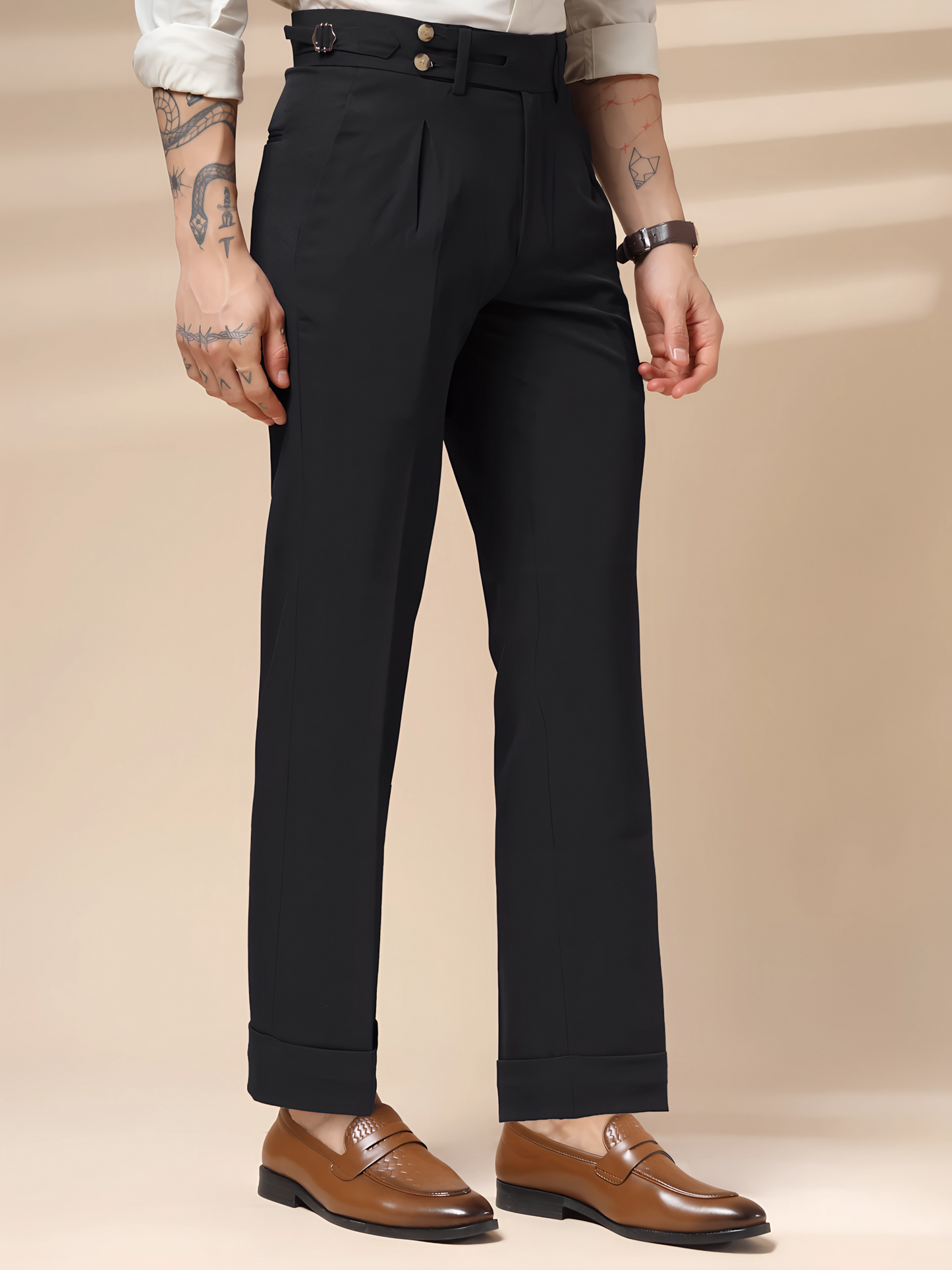 Black Double Buttoned GURKHA PANTS by ITALIANVEGA®