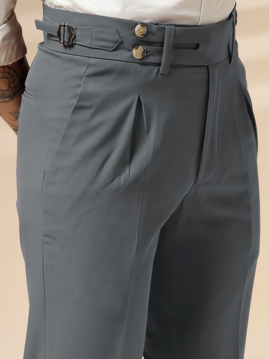 Stone Grey Double Buttoned GURKHA PANTS by ITALIANVEGA®