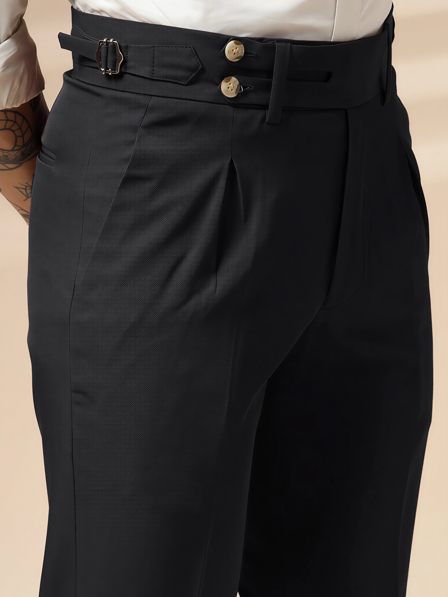 Black Double Buttoned GURKHA PANTS by ITALIANVEGA®