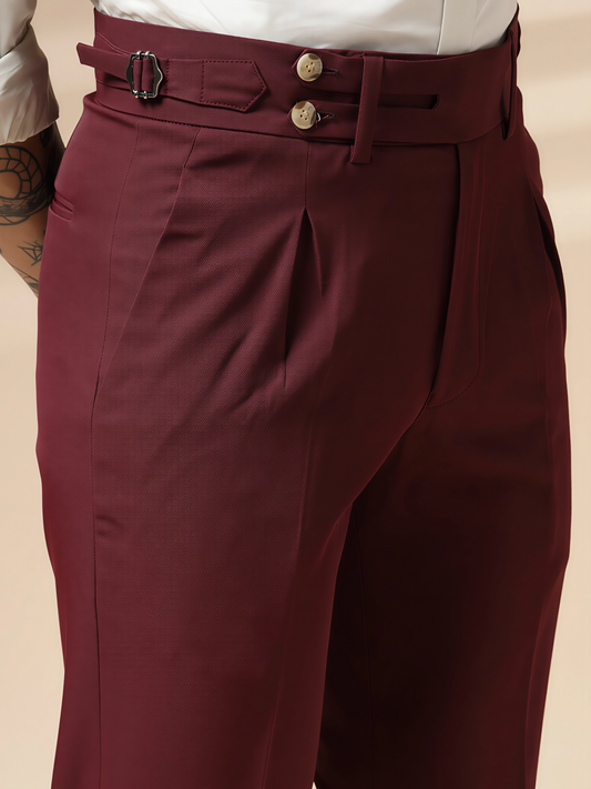 Wine Double Buttoned GURKHA PANTS by ITALIANVEGA®