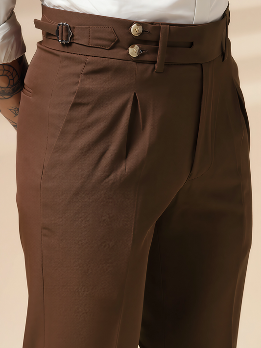 Brown Double Buttoned GURKHA PANTS by ITALIANVEGA®