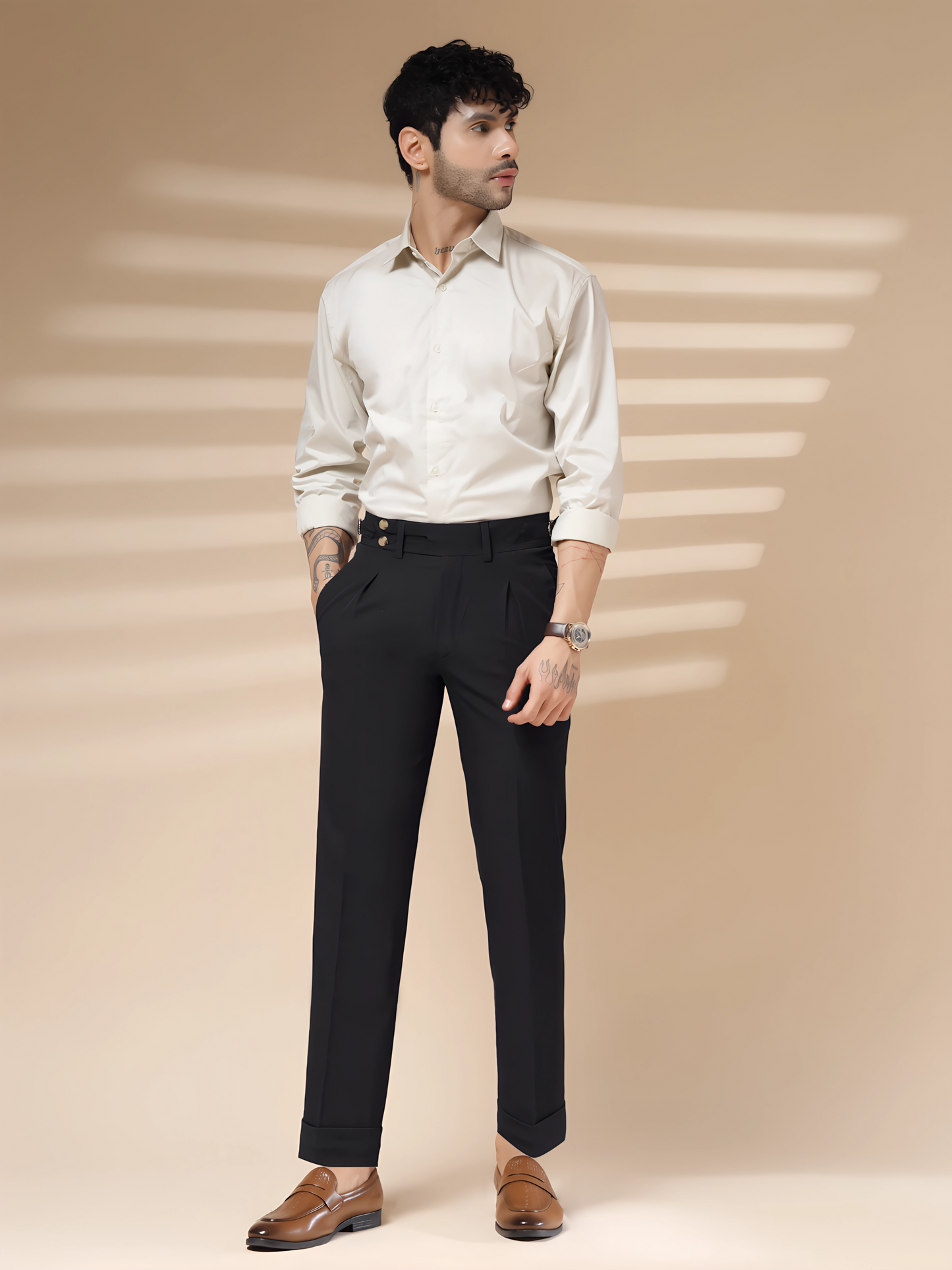 Black Double Buttoned GURKHA PANTS by ITALIANVEGA®