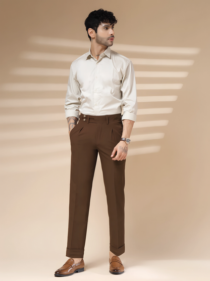 Brown Double Buttoned GURKHA PANTS by ITALIANVEGA®