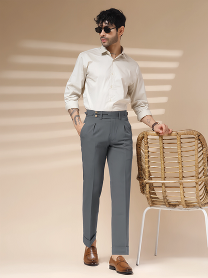 Stone Grey Double Buttoned GURKHA PANTS by ITALIANVEGA®