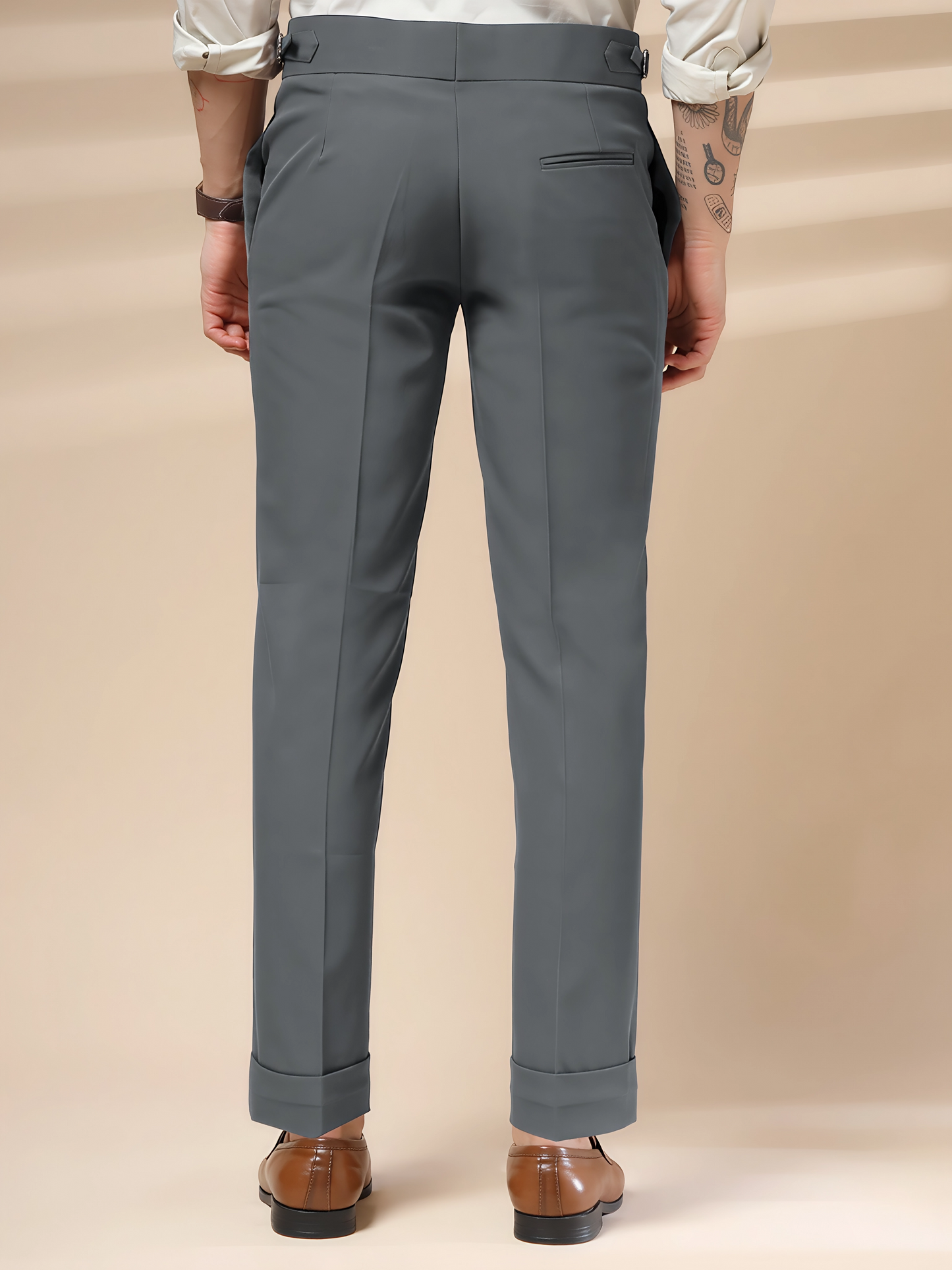Stone Grey Double Buttoned GURKHA PANTS by ITALIANVEGA®