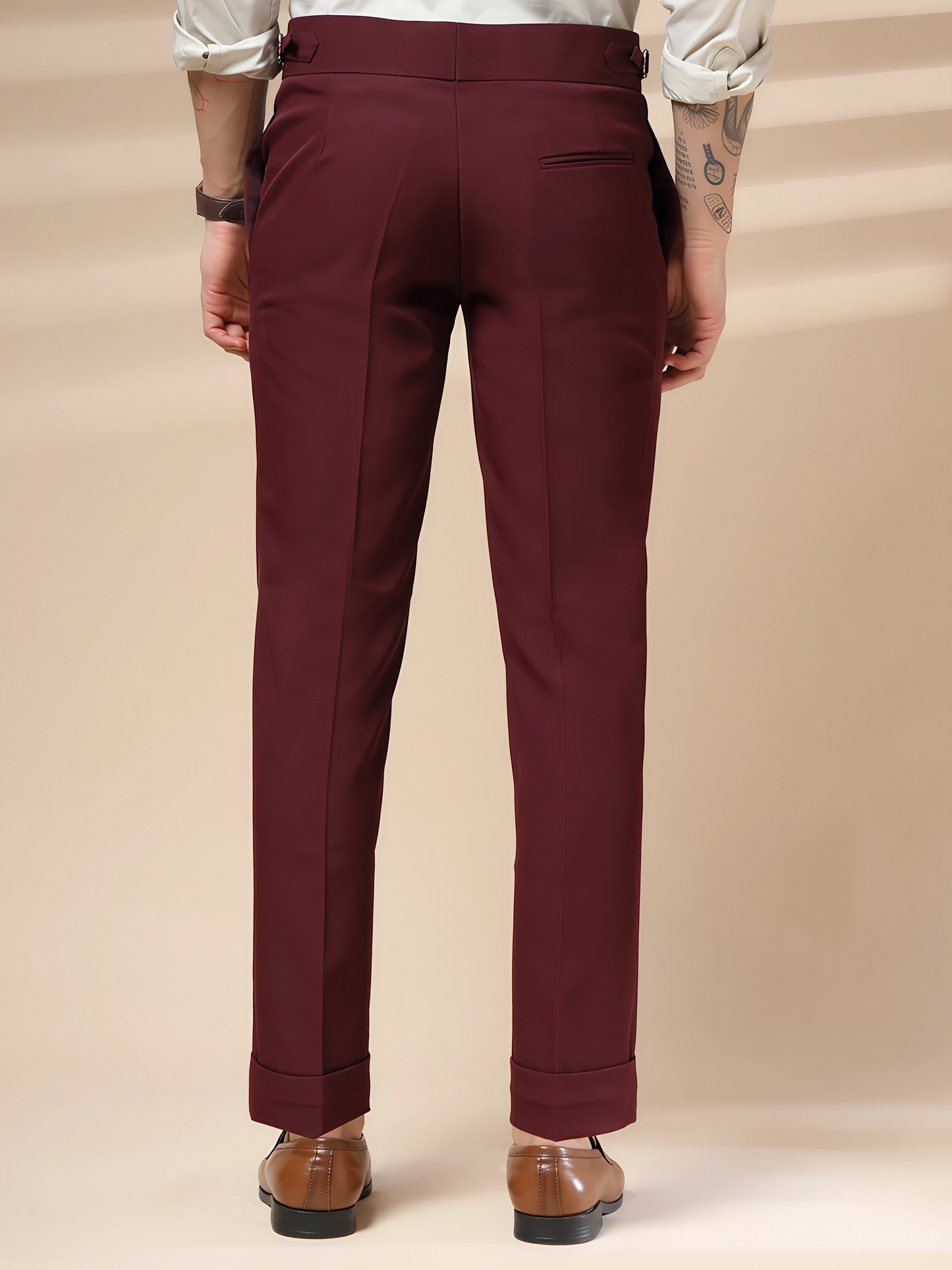 Wine Double Buttoned GURKHA PANTS by ITALIANVEGA®