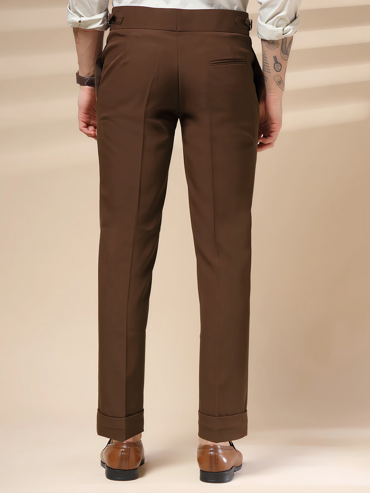 Brown Double Buttoned GURKHA PANTS by ITALIANVEGA®
