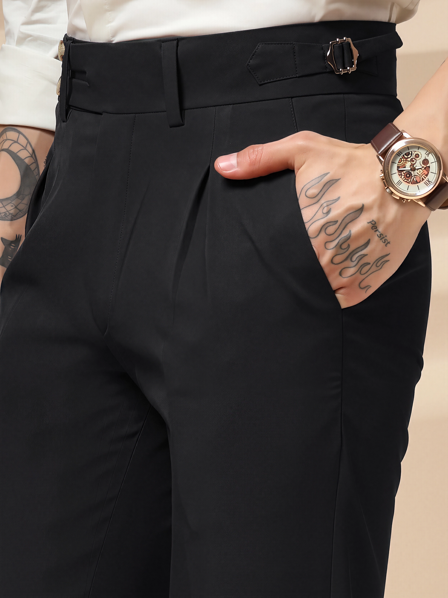 Black Double Buttoned GURKHA PANTS by ITALIANVEGA®