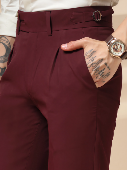 Wine Double Buttoned GURKHA PANTS by ITALIANVEGA®