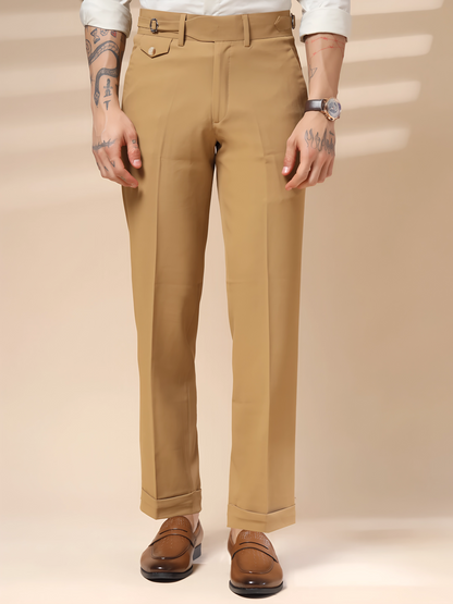 Camel Single Buckle Formal Gurkha Pants by ITALIAN VEGA®
