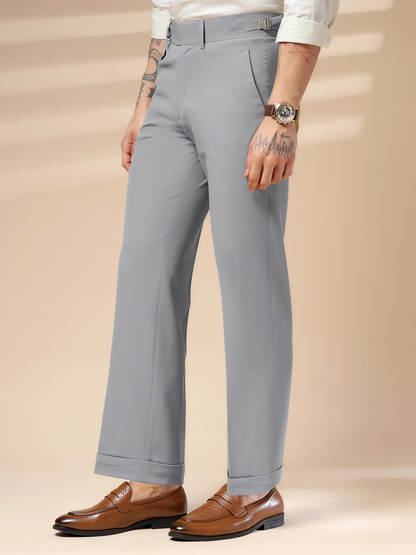 Ash Grey Single Buckle Formal Gurkha Pants by ITALIAN VEGA®