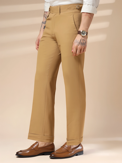 Camel Single Buckle Formal Gurkha Pants by ITALIAN VEGA®