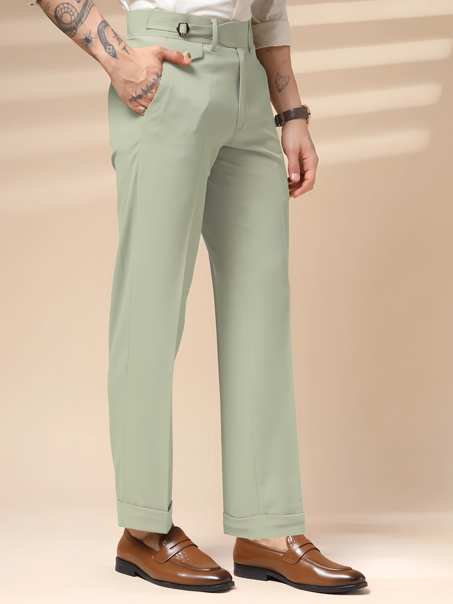 Lime Single Buckle Formal Gurkha Pants by ITALIAN VEGA®