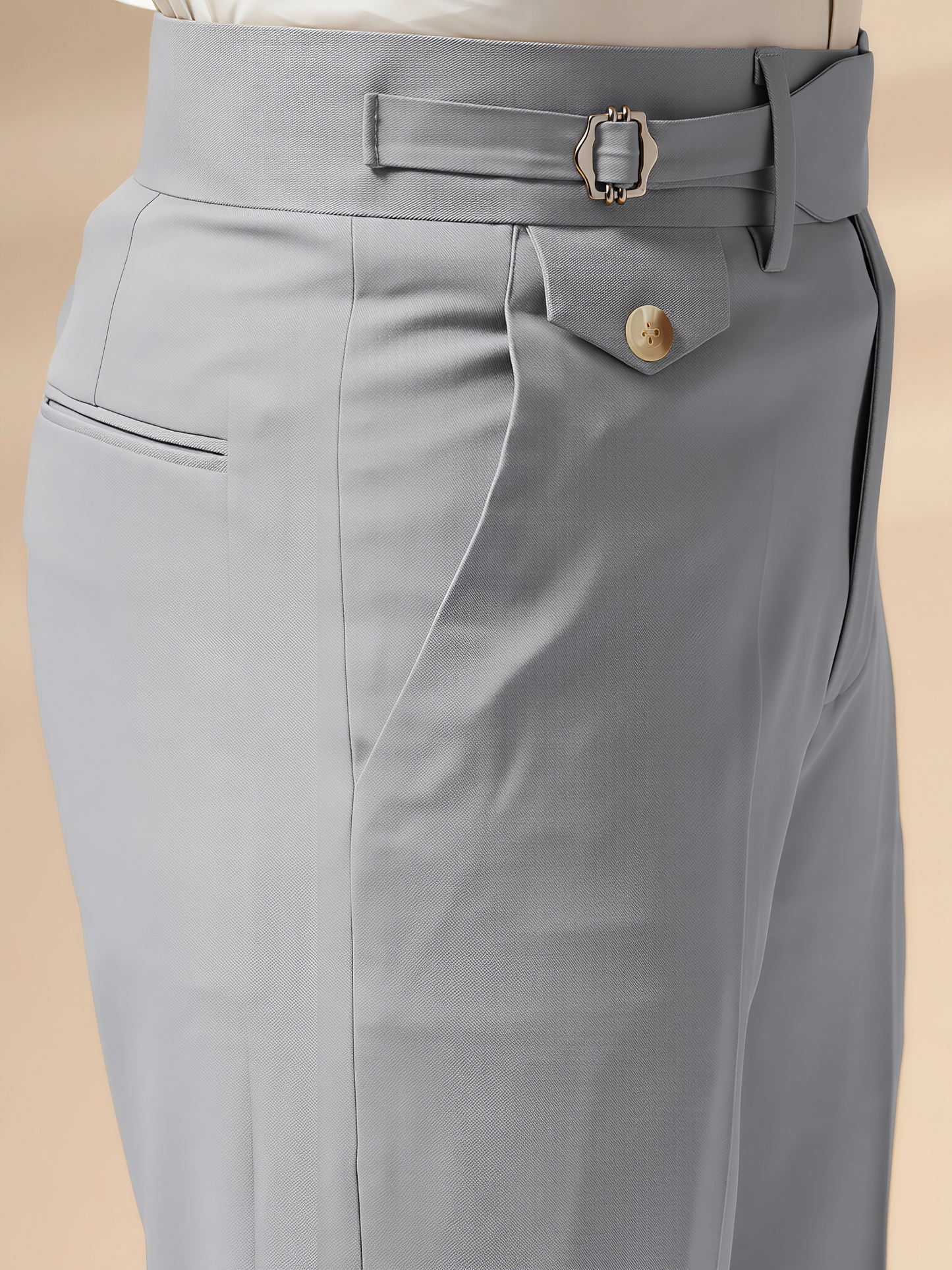 Ash Grey Single Buckle Formal Gurkha Pants by ITALIAN VEGA®