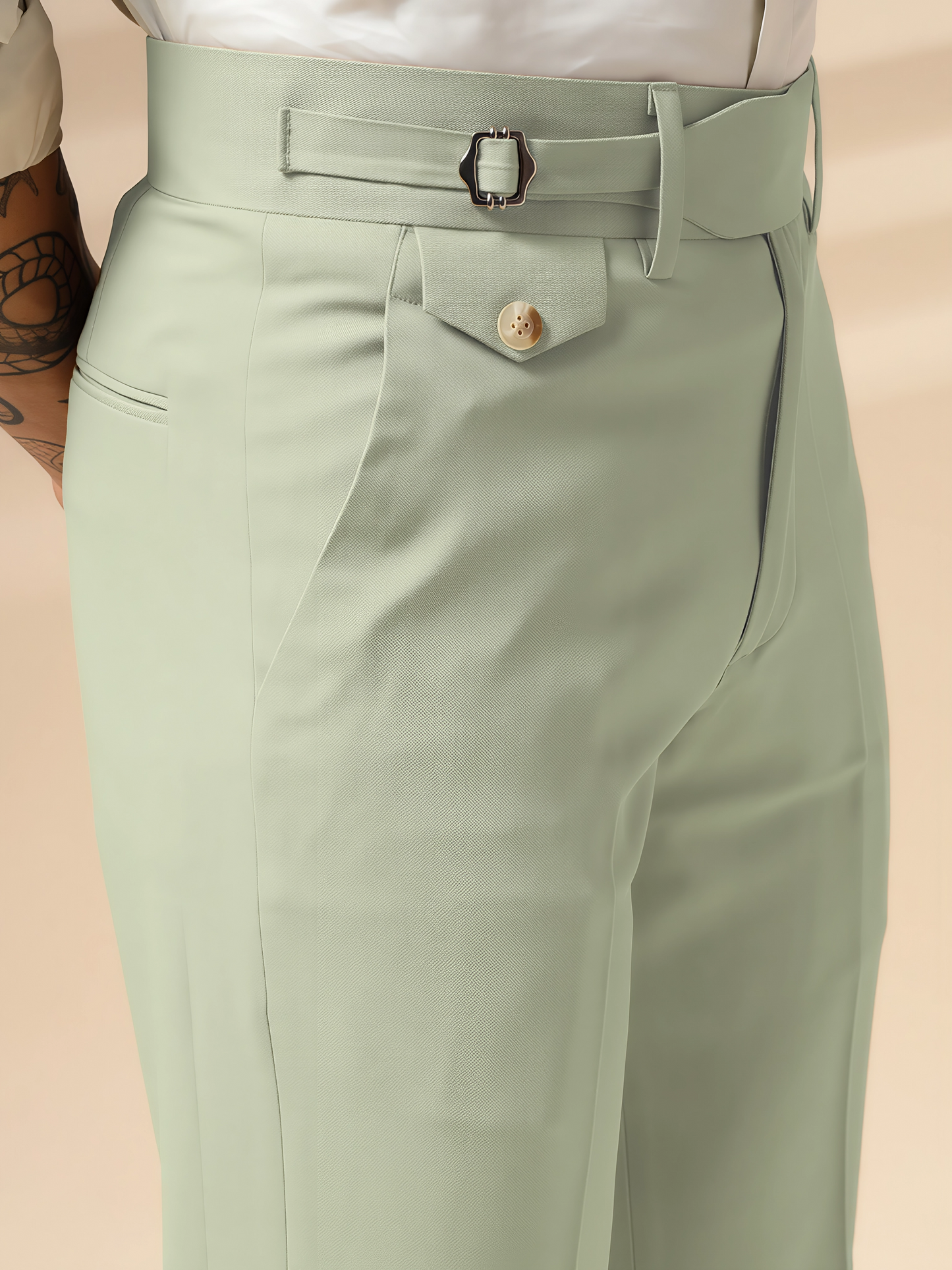 Lime Single Buckle Formal Gurkha Pants by ITALIAN VEGA®