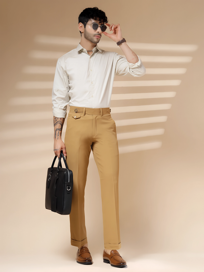 Camel Single Buckle Formal Gurkha Pants by ITALIAN VEGA®