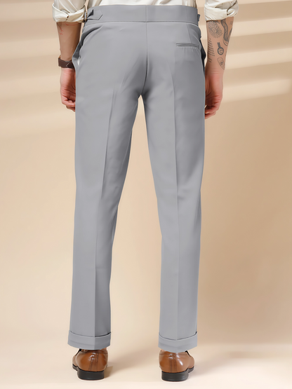 Ash Grey Single Buckle Formal Gurkha Pants by ITALIAN VEGA®