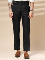 Black Oxford Herringbone Gurkha Pants | Boot Cut Fit by Italian Vega®