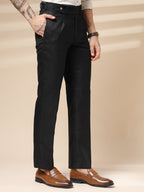 Black Oxford Herringbone Gurkha Pants | Boot Cut Fit by Italian Vega®