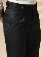 Black Oxford Herringbone Gurkha Pants | Boot Cut Fit by Italian Vega®