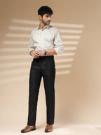 Black Oxford Herringbone Gurkha Pants | Boot Cut Fit by Italian Vega®