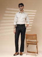 Black Oxford Herringbone Gurkha Pants | Boot Cut Fit by Italian Vega®