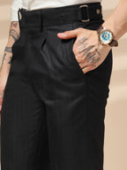Black Oxford Herringbone Gurkha Pants | Boot Cut Fit by Italian Vega®