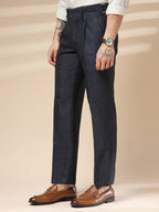 Navy Oxford Herringbone Gurkha Pants | Boot Cut Fit by Italian Vega®