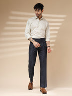 Navy Oxford Herringbone Gurkha Pants | Boot Cut Fit by Italian Vega®