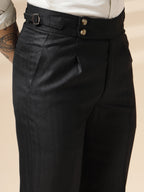 Black Signature Buttoned Herringbone Gurkha Pants | Boot Cut Fit by Italian Vega®