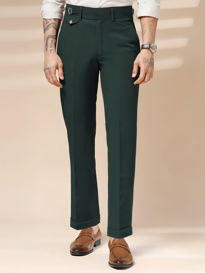 Bottle Green Single Buckle Formal Gurkha Pants by ITALIAN VEGA®