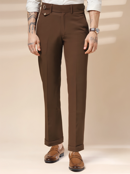 Brown Single Buckle Formal Gurkha Pants by ITALIAN VEGA®