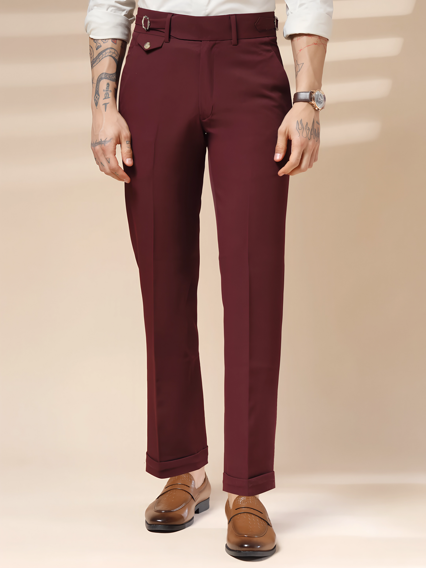 Wine Single Buckle Formal Gurkha Pants by ITALIAN VEGA®