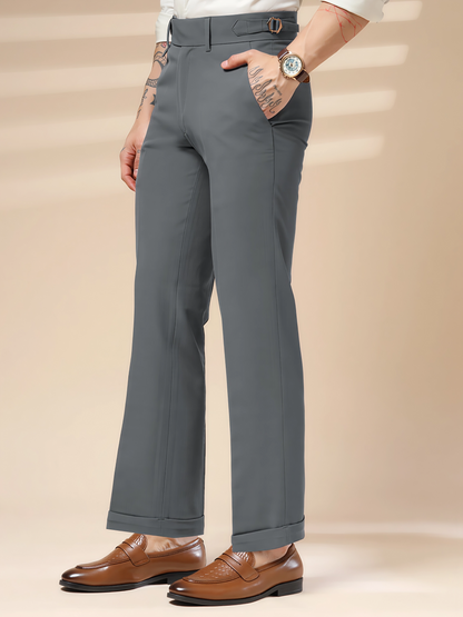 Stone Grey Single Buckle Formal Gurkha Pants by ITALIAN VEGA®