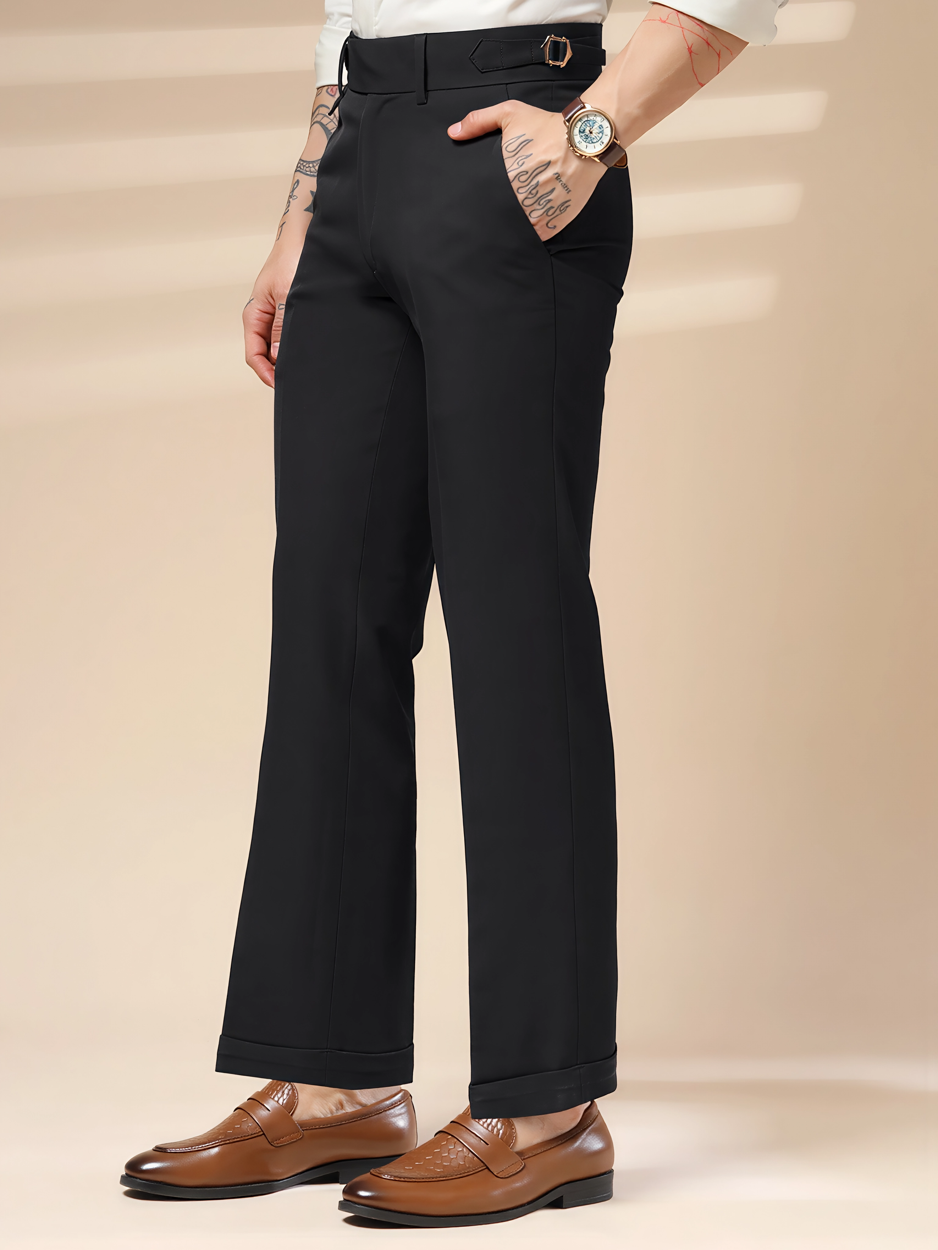 Navy Blue Single Buckle Formal Gurkha Pants by ITALIAN VEGA®