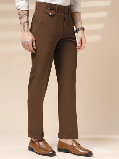 Brown Single Buckle Formal Gurkha Pants by ITALIAN VEGA®