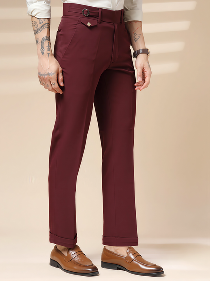 Wine Single Buckle Formal Gurkha Pants by ITALIAN VEGA®