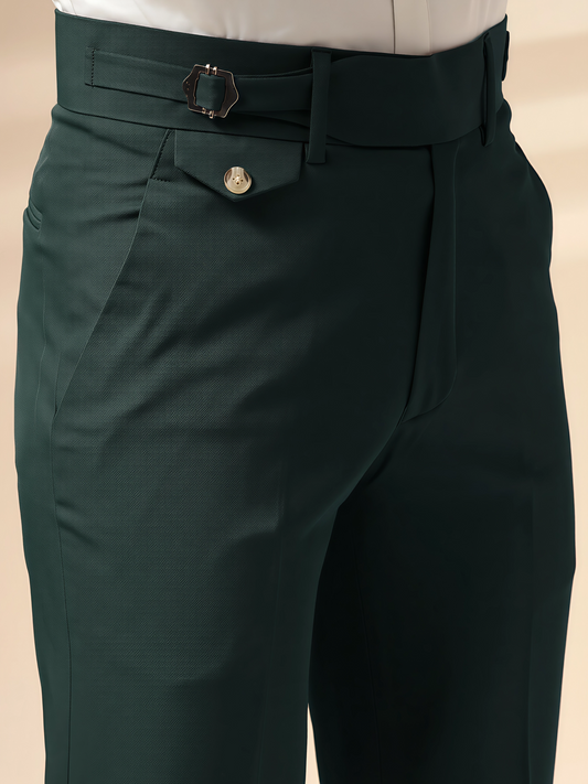 Bottle Green Single Buckle Formal Gurkha Pants by ITALIAN VEGA®
