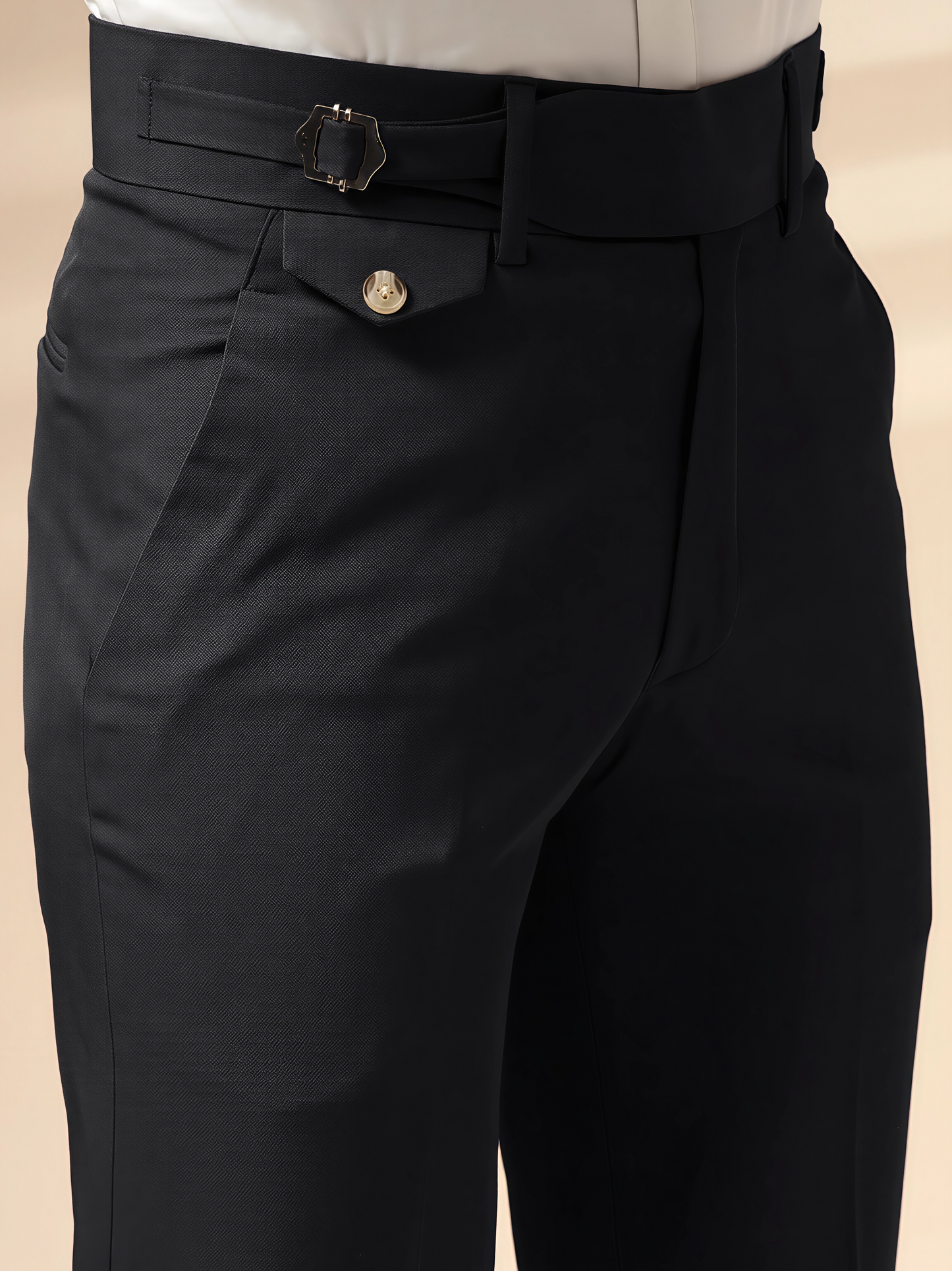Black Single Buckle Formal Gurkha Pants by ITALIAN VEGA®