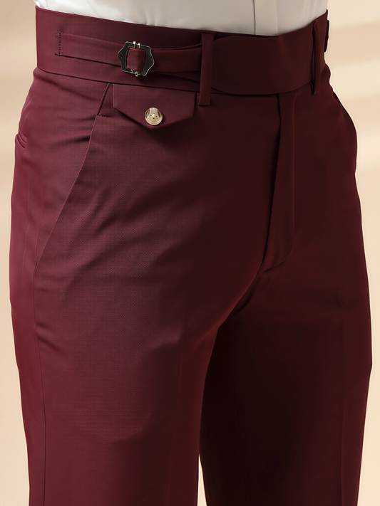 Wine Single Buckle Formal Gurkha Pants by ITALIAN VEGA®