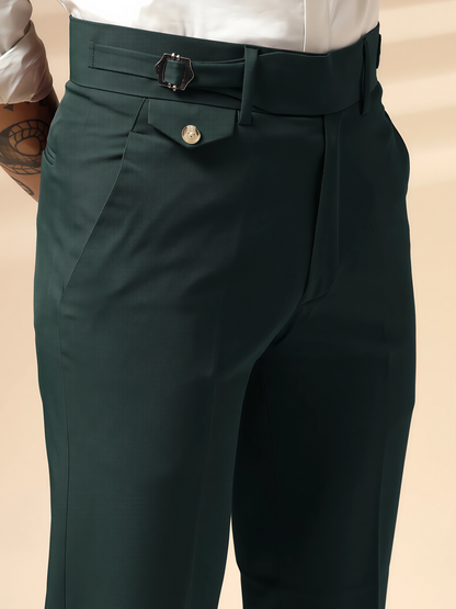 Bottle Green Single Buckle Formal Gurkha Pants by ITALIAN VEGA®